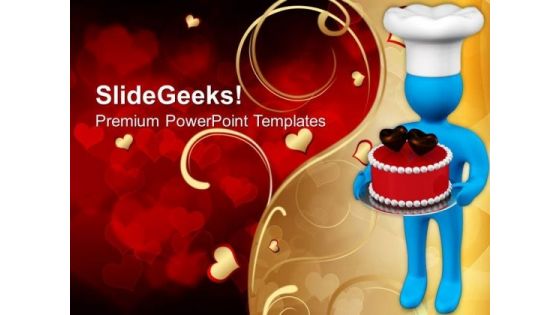 3d Man With Valentines Cake PowerPoint Templates Ppt Backgrounds For Slides 0213