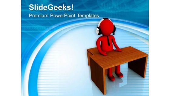 3d Man Working On His Desk PowerPoint Templates Ppt Backgrounds For Slides 0713