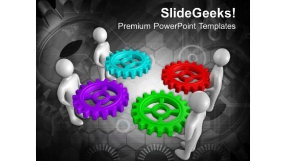 3d Men And Colorful Gears PowerPoint Templates Ppt Backgrounds For Slides 0713