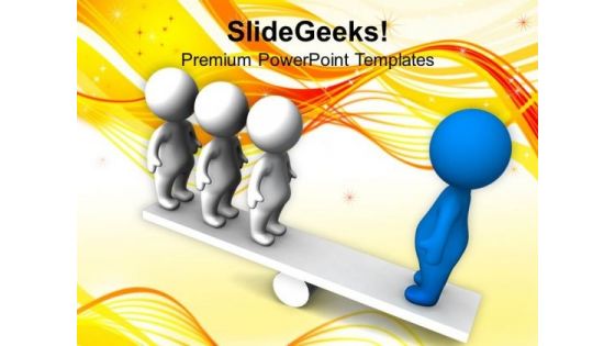 3d Men Balancing On Seesaw Business PowerPoint Templates Ppt Backgrounds For Slides 0113