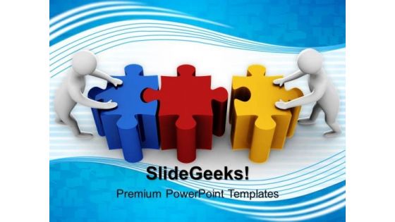 3d Men Connecting Puzzle Teamwork PowerPoint Templates And PowerPoint Themes 1012