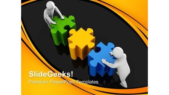 3d Men Connecting Puzzles PowerPoint Templates And PowerPoint Themes 0812