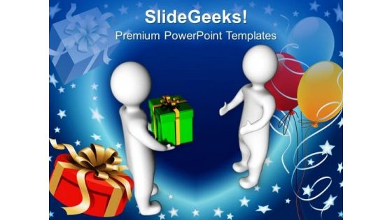 3d Men Giving Gift To Other Events PowerPoint Templates Ppt Backgrounds For Slides 1212