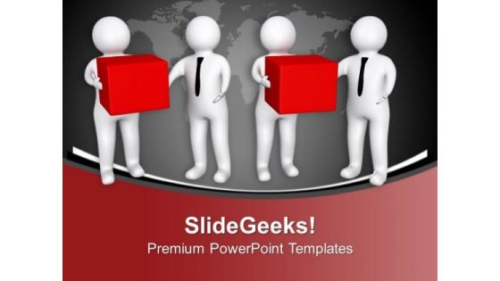 3d Men Giving Gift To Other Men PowerPoint Templates Ppt Backgrounds For Slides 0213