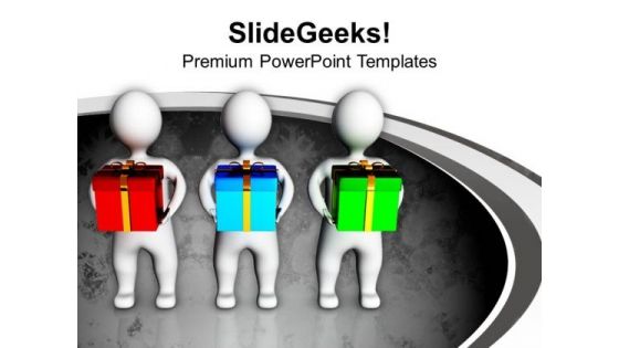 3d Men Holding Colorful Gift Boxes PowerPoint Templates Ppt Backgrounds For Slides 1212