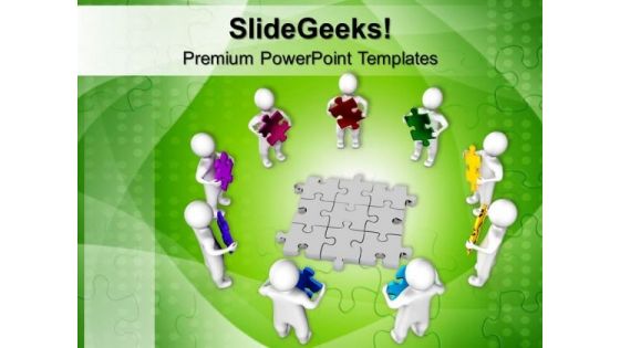 3d Men Holding Colorful Puzzles PowerPoint Templates And PowerPoint Themes 1012