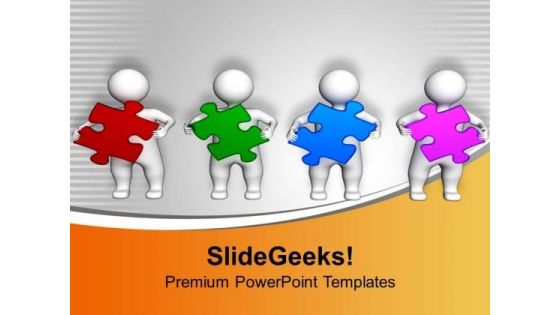 3d Men Holding Colorful Puzzles PowerPoint Templates Ppt Backgrounds For Slides 0113