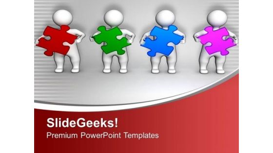 3d Men Holding Colorful Puzzles PowerPoint Templates Ppt Backgrounds For Slides 0313