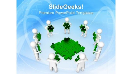 3d Men Holding Green Puzzles Business PowerPoint Templates And PowerPoint Themes 1012