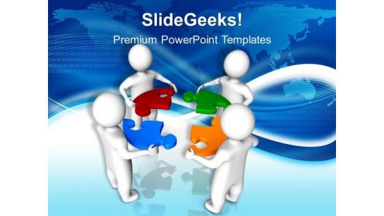 3d Men Holding Puzzle Pieces Business PowerPoint Templates And PowerPoint Themes 0912