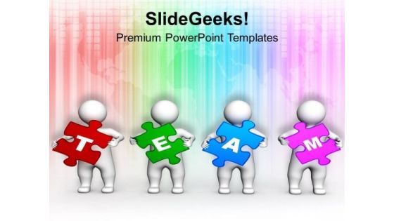 3d Men Holding Team Puzzle Teamwork PowerPoint Templates Ppt Backgrounds For Slides 1212