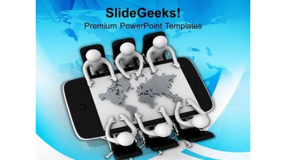 3d Men In Meeting With World Map PowerPoint Templates Ppt Backgrounds For Slides 0813