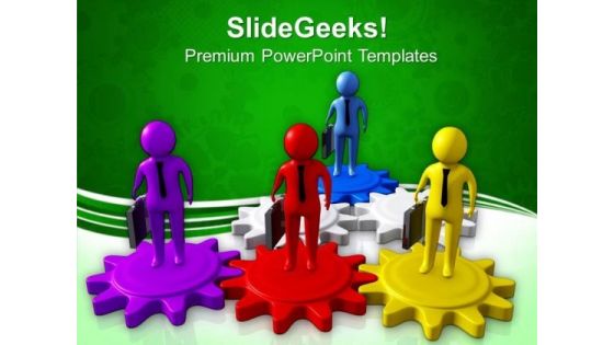 3d Men On Gear Wheels PowerPoint Templates Ppt Backgrounds For Slides 0713