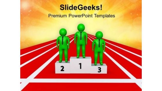 3d Men On Winning Podium PowerPoint Templates Ppt Backgrounds For Slides 0813