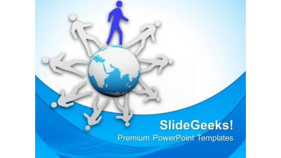 3d Men Running Around The World PowerPoint Templates Ppt Backgrounds For Slides 0813