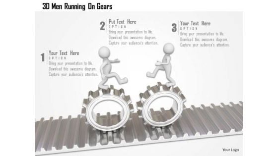 3d Men Running On Gears PowerPoint Templates