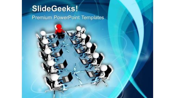 3d Men Sitting In Conference Room PowerPoint Templates Ppt Backgrounds For Slides 0713