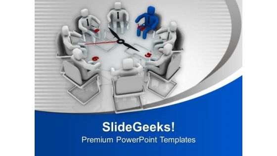 3d Men Sitting On Conference Table Meeting PowerPoint Templates Ppt Backgrounds For Slides 0213