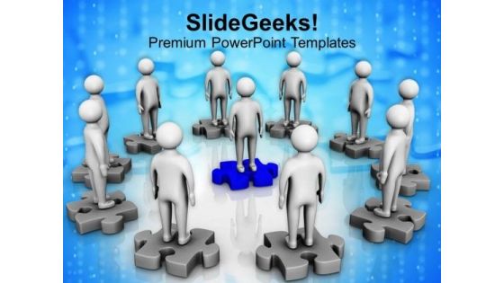 3d Men Standing On Puzzle Circle PowerPoint Templates Ppt Backgrounds For Slides 0113