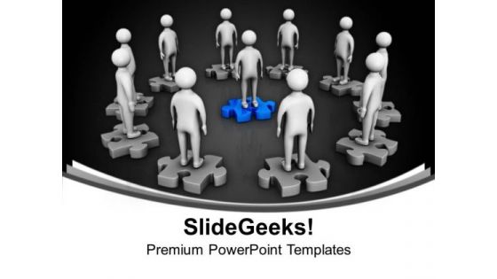 3d Men Standing On Puzzles Leadership PowerPoint Templates Ppt Backgrounds For Slides 0213