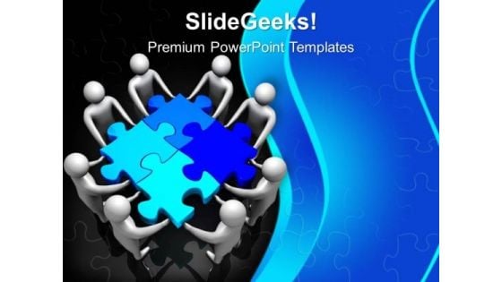 3d Men Team Holding Puzzle PowerPoint Templates Ppt Backgrounds For Slides 0213