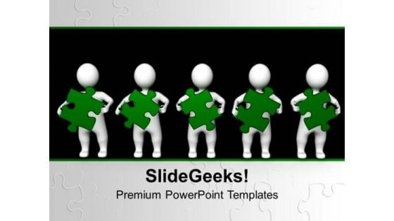 3d Men With Green Puzzle Teamwork PowerPoint Templates Ppt Backgrounds For Slides 0213