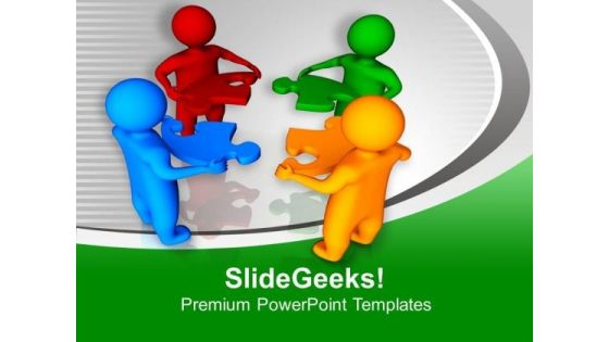 3d Men With Puzzle Pieces Teamwork PowerPoint Templates Ppt Backgrounds For Slides 1112