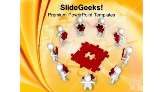 3d Men With Red Puzzles PowerPoint Templates And PowerPoint Themes 0912