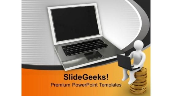 3d Men Working On Laptop For Growth Business PowerPoint Templates Ppt Backgrounds For Slides 1112