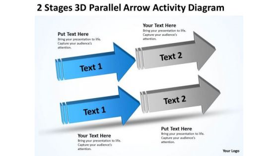 3d Parallel Arrow Activity Diagram Software Business Plan Example PowerPoint Templates