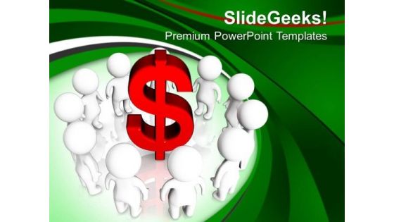 3d People Around Dollar Sign Leadership PowerPoint Templates And PowerPoint Themes 1012