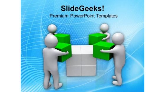 3d People Holding Cube Boxes PowerPoint Templates Ppt Backgrounds For Slides 0713