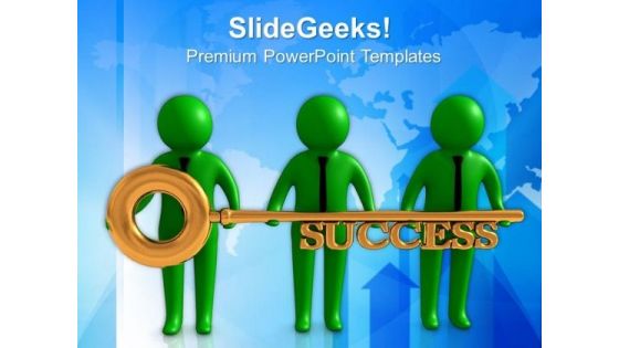 3d People Holding Golden Key PowerPoint Templates Ppt Backgrounds For Slides 0713