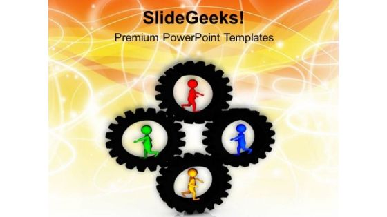 3d People In Black Gears PowerPoint Templates Ppt Backgrounds For Slides 0713