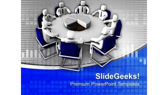 3d People In Meeting With Pie Chart PowerPoint Templates Ppt Backgrounds For Slides 0713