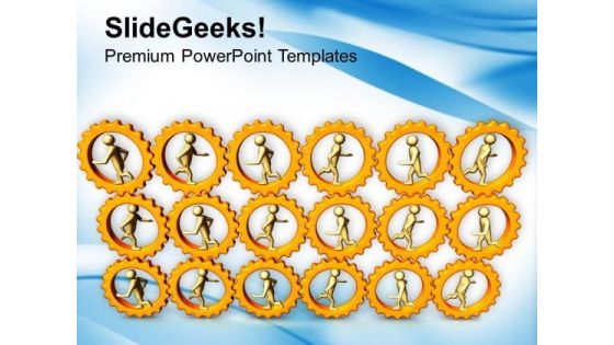 3d People Running In Gear Wheels PowerPoint Templates Ppt Backgrounds For Slides 0213