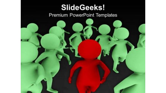 3d People Running With Their Leader PowerPoint Templates Ppt Backgrounds For Slides 0713 3d People Running With Their Leader PowerPoint Templates Ppt Backgrounds For Slides 0713