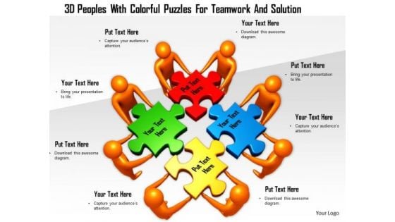 3d Peoples With Colorful Puzzles For Teamwork And Solution