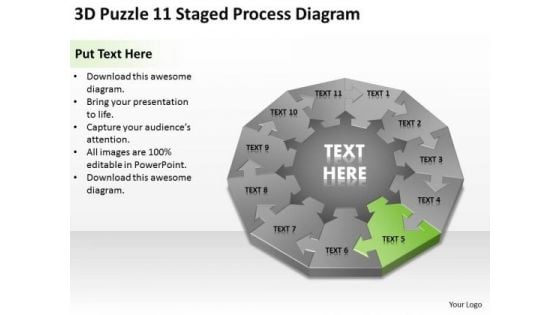 3d Puzzle 11 Staged Process Diagram Ppt How Do Write Business Plan Free PowerPoint Templates