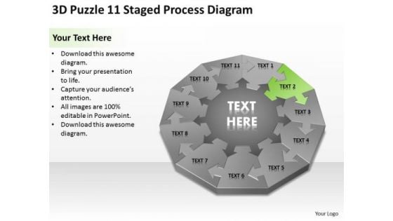 3d Puzzle 11 Staged Process Diagram Ppt Steps To Making Business Plan PowerPoint Templates