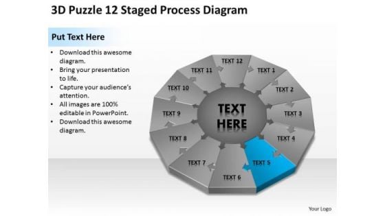 3d Puzzle 12 Staged Process Diagram Ppt Business Plan PowerPoint Templates