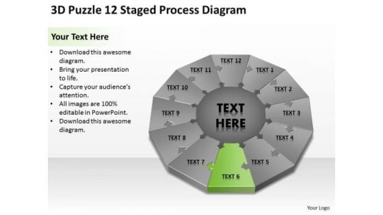 3d Puzzle 12 Staged Process Diagram Ppt Download Business Plan PowerPoint Templates