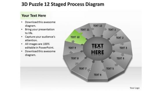 3d Puzzle 12 Staged Process Diagram Ppt How To Develop Business Plan PowerPoint Templates