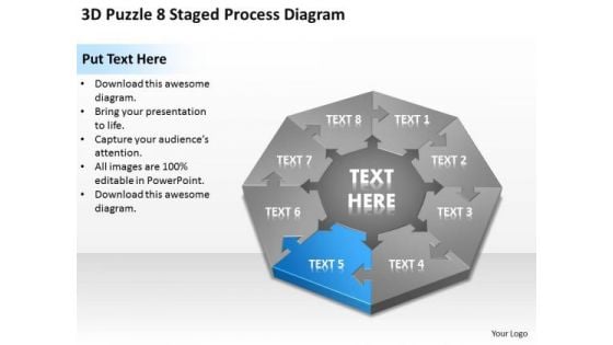 3d Puzzle 8 Staged Process Diagram Ppt Business Plan PowerPoint Template