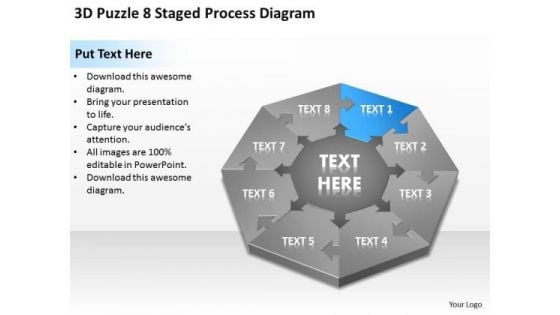 3d Puzzle 8 Staged Process Diagram Ppt Business Plan PowerPoint Templates