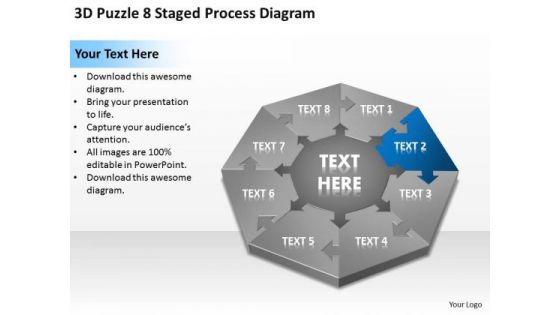 3d Puzzle 8 Staged Process Diagram Ppt How Make Business Plan PowerPoint Templates