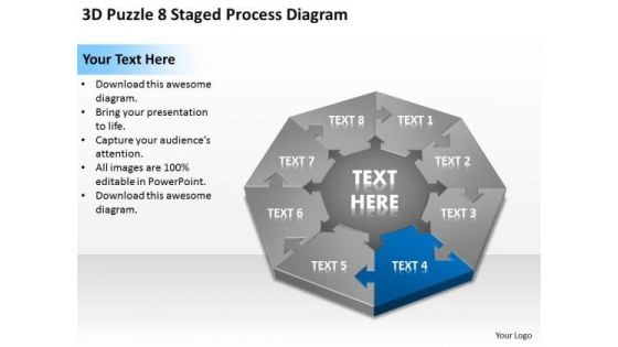 3d Puzzle 8 Staged Process Diagram Ppt Your Business Plan PowerPoint Slides