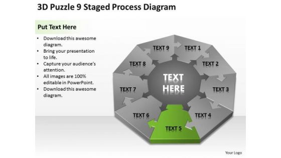 3d Puzzle 9 Staged Process Diagram Ppt Business Plan PowerPoint Slides