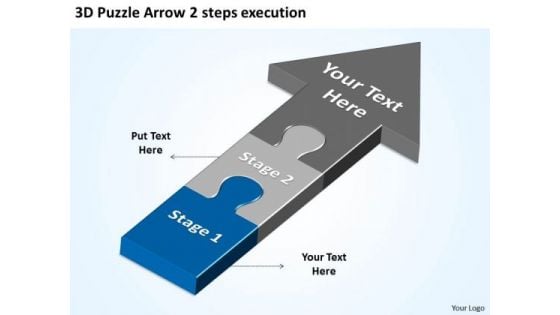 3d Puzzle Arrow 2 Steps Execution Download Business Plan PowerPoint Templates