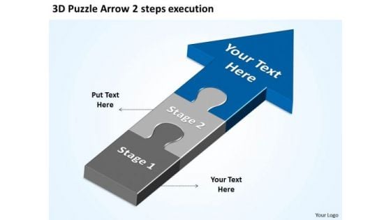 3d Puzzle Arrow 2 Steps Execution Ppt Write Business Plan PowerPoint Templates